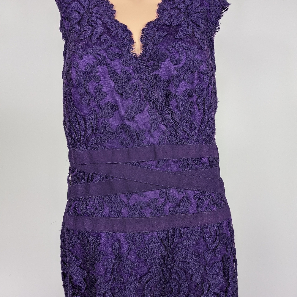 Tadashi Shoji embroidered lace sheath knee-length dress size 8 - Picture 3 of 11